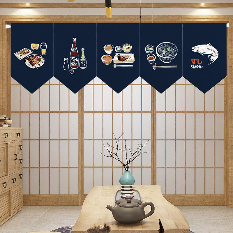 Commercial Kitchen Windows - Japanese Restaurant Commercial Pennant Short Curtain