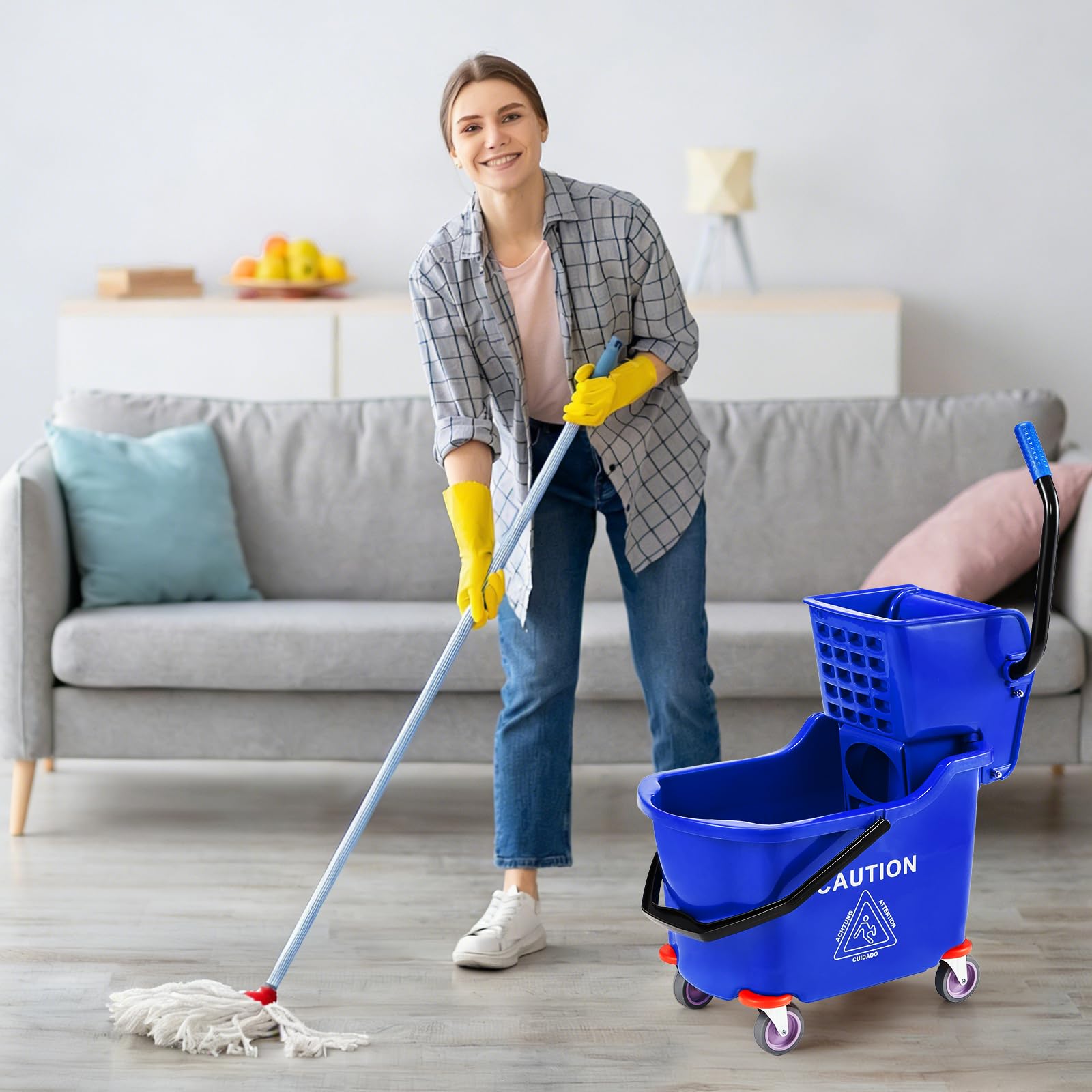 Commercial Kitchen On Wheels - Commercial Mop Bucket with Side Press