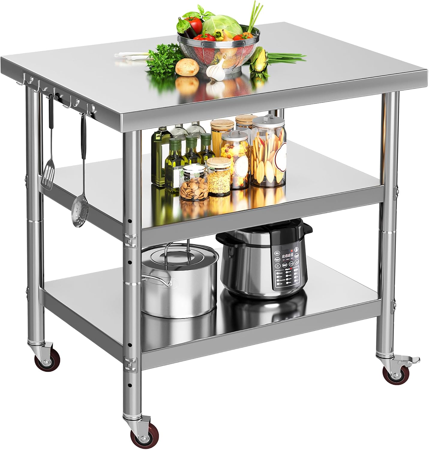 Commercial Kitchen On Wheels - Stainless Steel Food Prep Table, 3