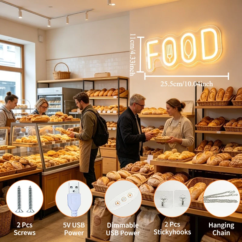 Food Neon Sign for Food Shop W - огляд і ціна Commercial Kitchen Windows
