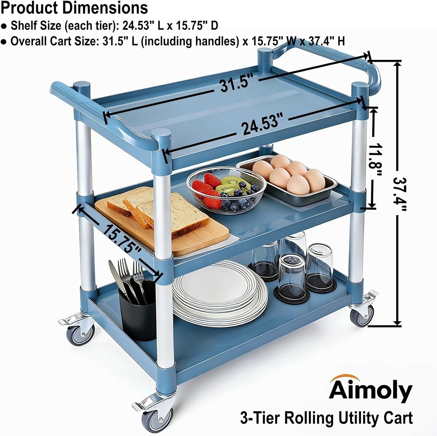3 Tier Rolling Utility Cart On - огляд і ціна Commercial Kitchen On Wheels