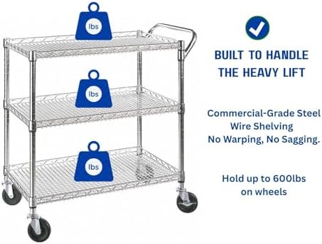 Heavy Duty 3 Tier Rolling Util - огляд і ціна Commercial Kitchen On Wheels