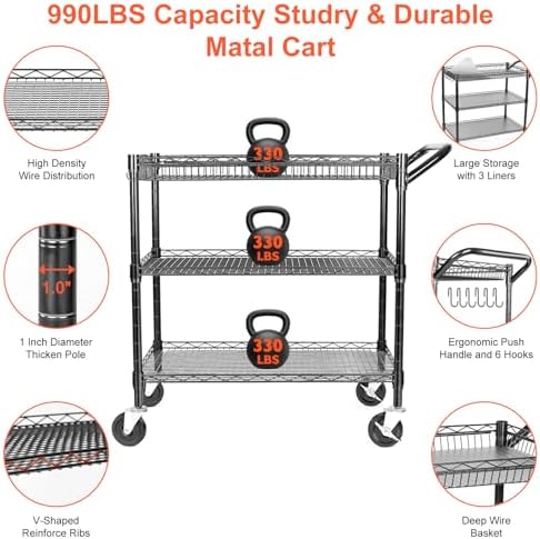 Heavy Duty Utility Cart, 990Lb - огляд і ціна Commercial Kitchen On Wheels