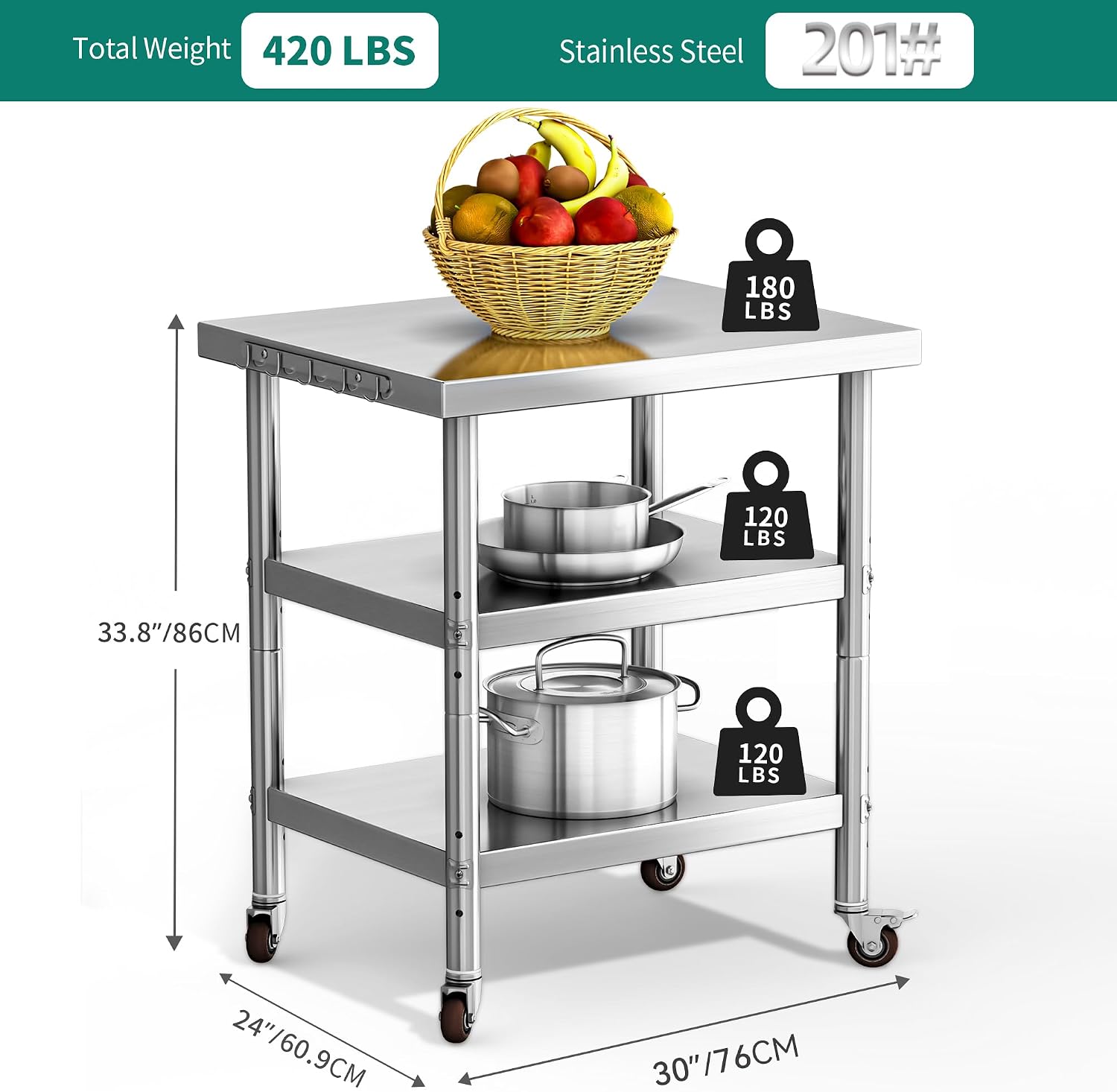 Stainless Steel Food Prep Tabl - огляд і ціна Commercial Kitchen On Wheels