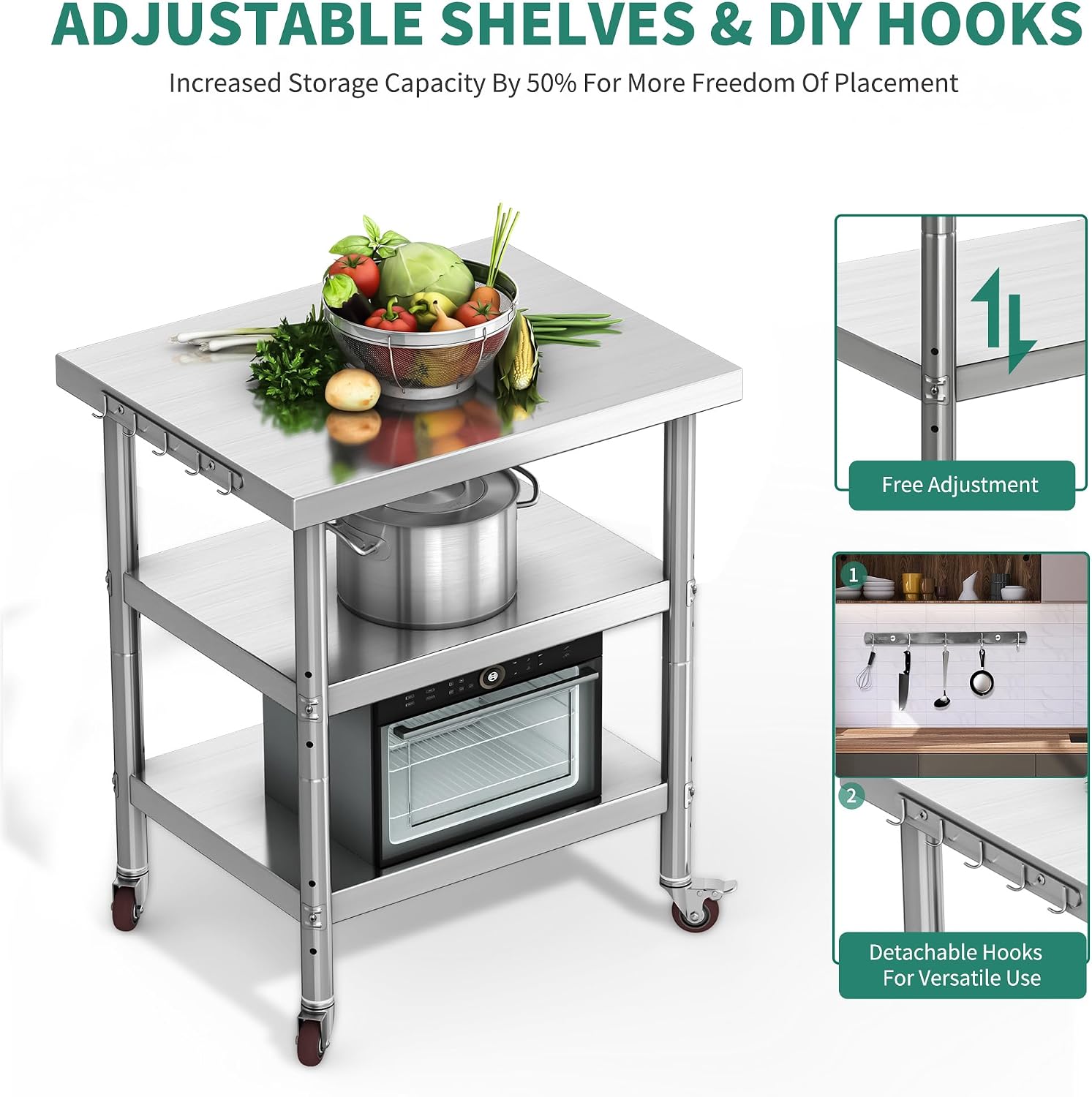Stainless Steel Food Prep Tabl - огляд і ціна Commercial Kitchen On Wheels
