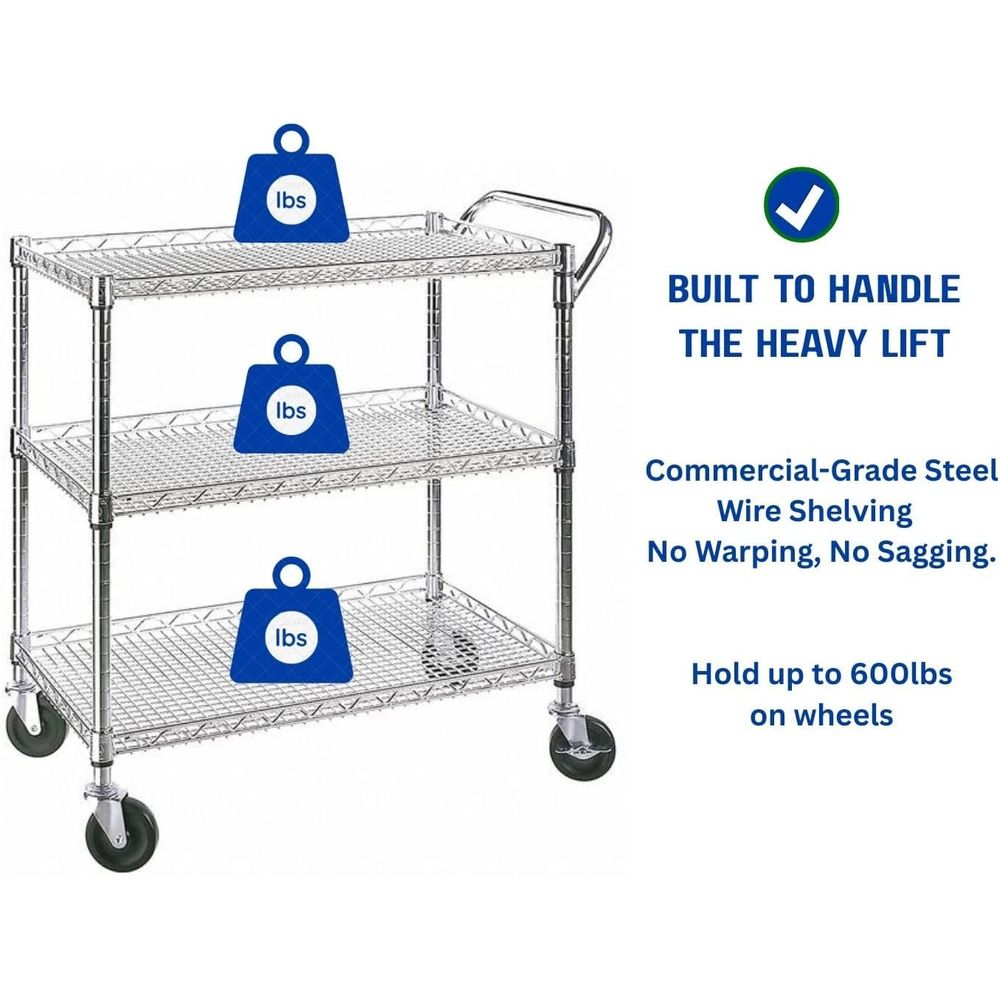 Heavy Duty 3 Tier Rolling Util - огляд і ціна Commercial Kitchen On Wheels